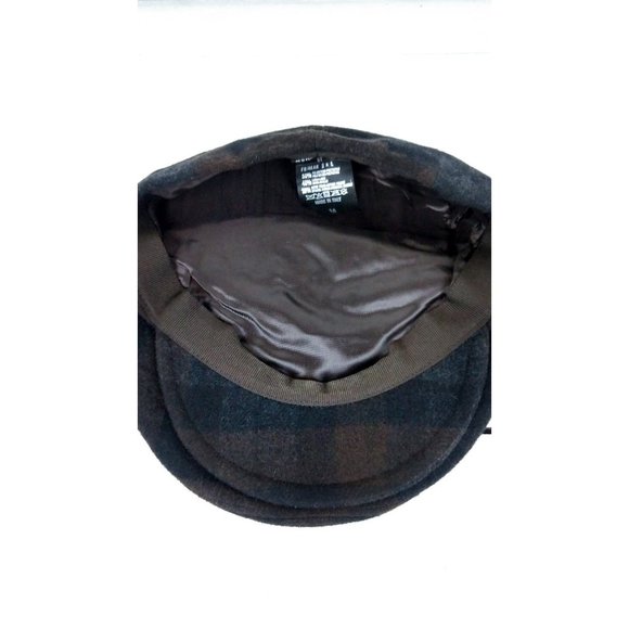 Brown and grey plaid wool blend newsboy cap - Picture 4 of 5